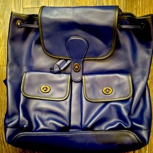 Blue coach leather backpack